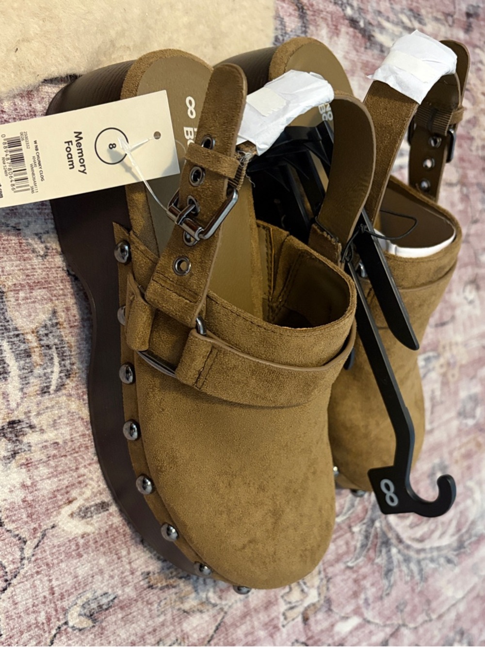 No Boundaries Brown Suede Studded Clog Mules